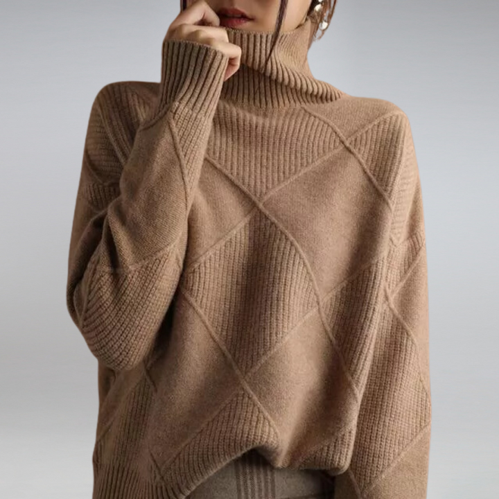 Annika - Knitted Polo Sweater with a Stylish Pattern