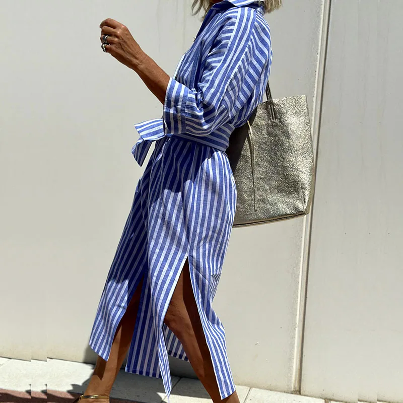 LILY | Stylish Striped Shirt Dress