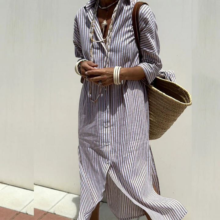 LILY | Stylish Striped Shirt Dress