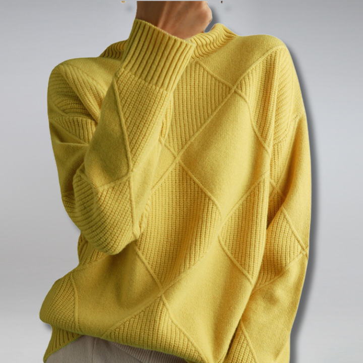 Annika - Knitted Polo Sweater with a Stylish Pattern