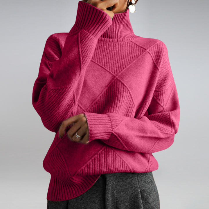 Annika - Knitted Polo Sweater with a Stylish Pattern