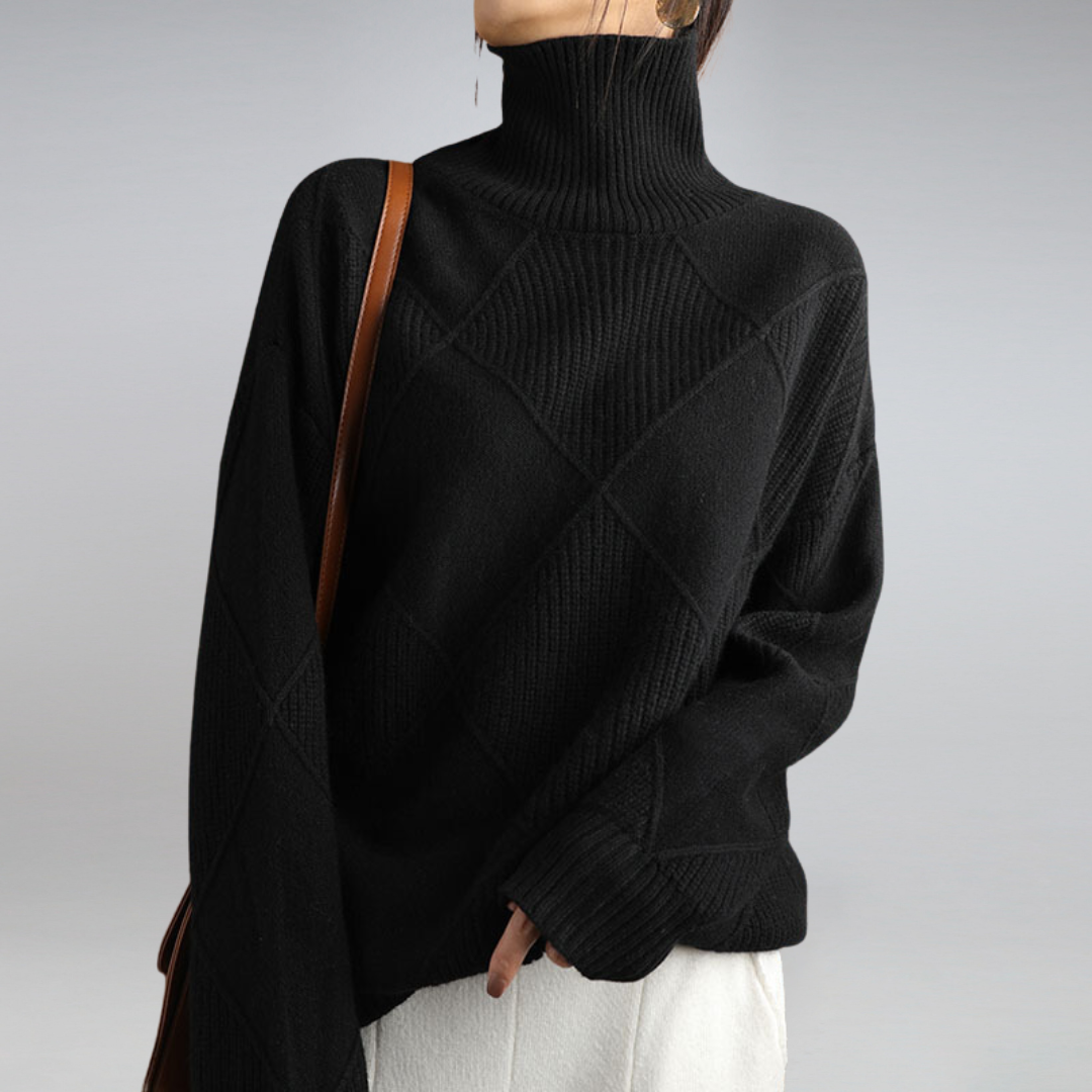 Annika - Knitted Polo Sweater with a Stylish Pattern