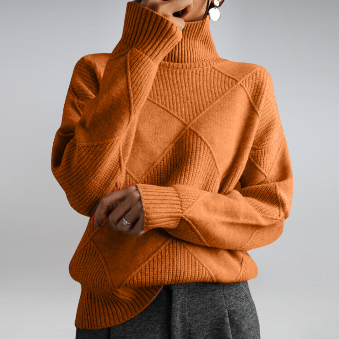 Annika - Knitted Polo Sweater with a Stylish Pattern