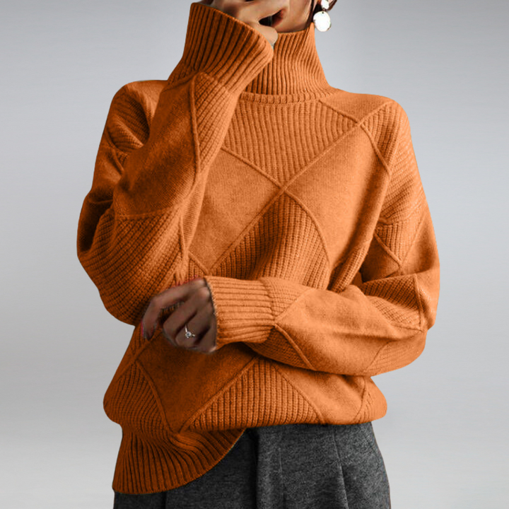 Annika - Knitted Polo Sweater with a Stylish Pattern