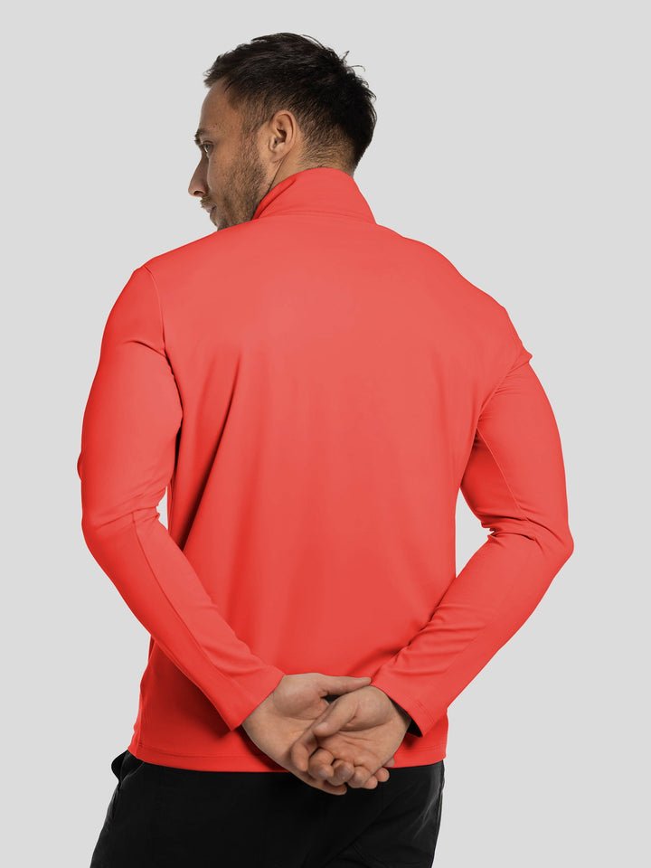 SmoothBlend Slim Fit Half Zip Mock Neck Tee: Zip Contrast Color